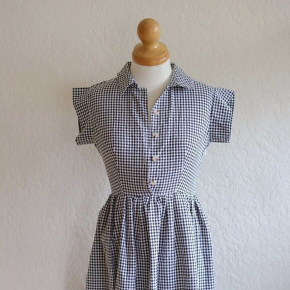 MOD REF Vintage inspired Picnic / Day Dress: Black and White Gingham- Size Small - Picture 2 of 7
